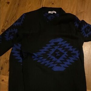 Women’s Royal Blue and Black Aztec Sweater